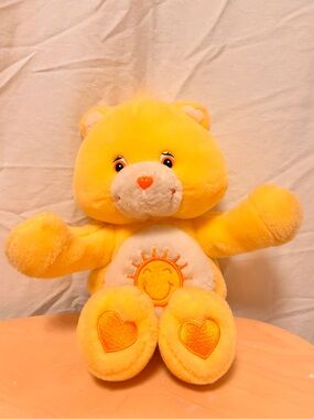 Vintage Care Bears Hugging Funshine yellow 12” plush soft toy stuffed animal